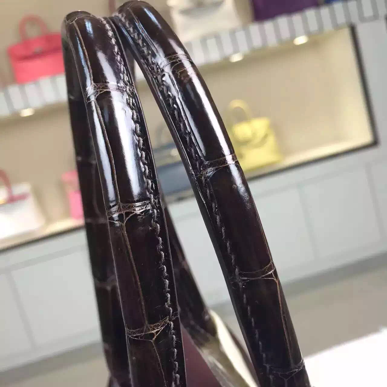Hand Stitching Hermes Birkin Bag30cm Dark Coffee HCP Crocodile Leather Handbag