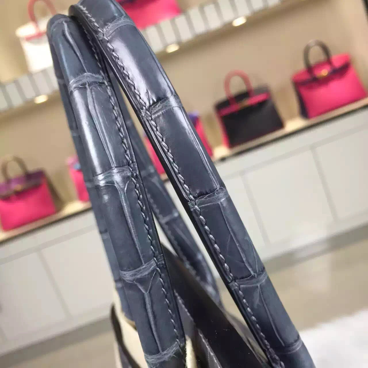 Custom-made Hermes Etain Grey Crocodile Matt Leather Birkin Bag30cm