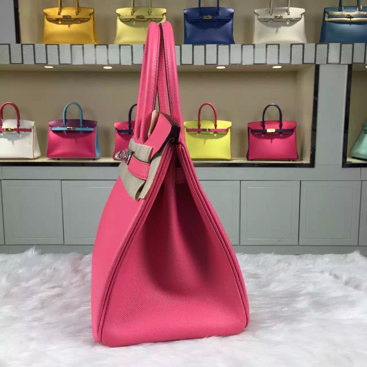 New Pretty Hermes Epsom Leather Birkin Bag30cm in 8W Rose Azalee