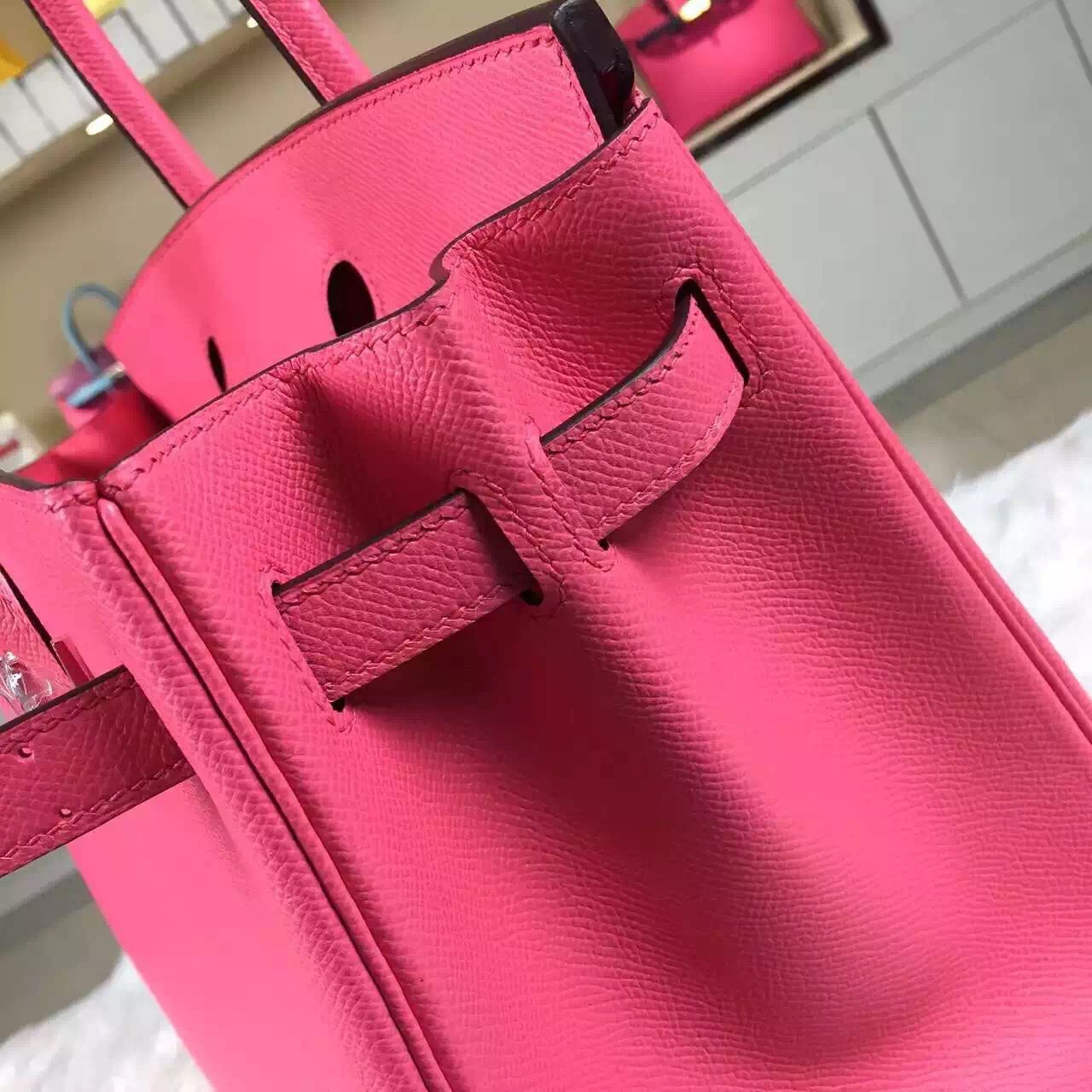 New Pretty Hermes Epsom Leather Birkin Bag30cm in 8W Rose Azalee
