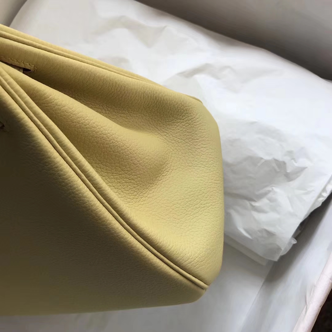 Fashion Hermes Togo Calf Birkin25CM Bag in 1Z Jaune Poussin Silver Hardware