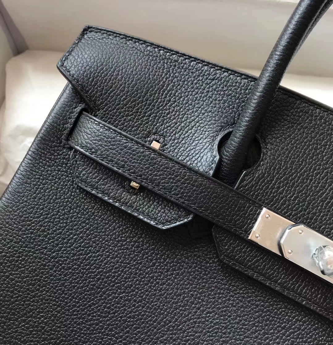 New Hermes CK89 Black Evecolor Calf Leather Birkin25cm Bag Silver Hardware