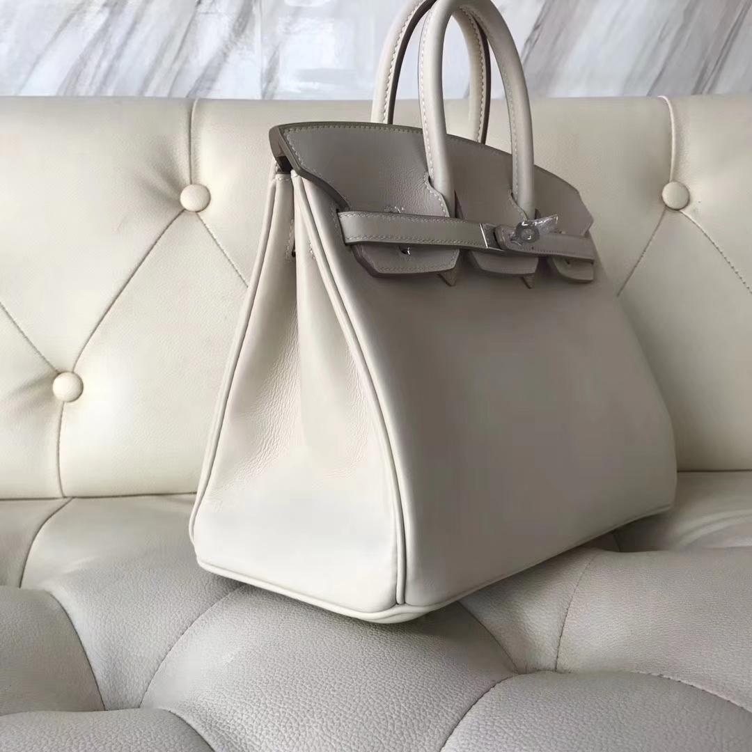 Discount Hermes Swift Calf Birkin25CM Bag in CK10 Craie Silver Hardware