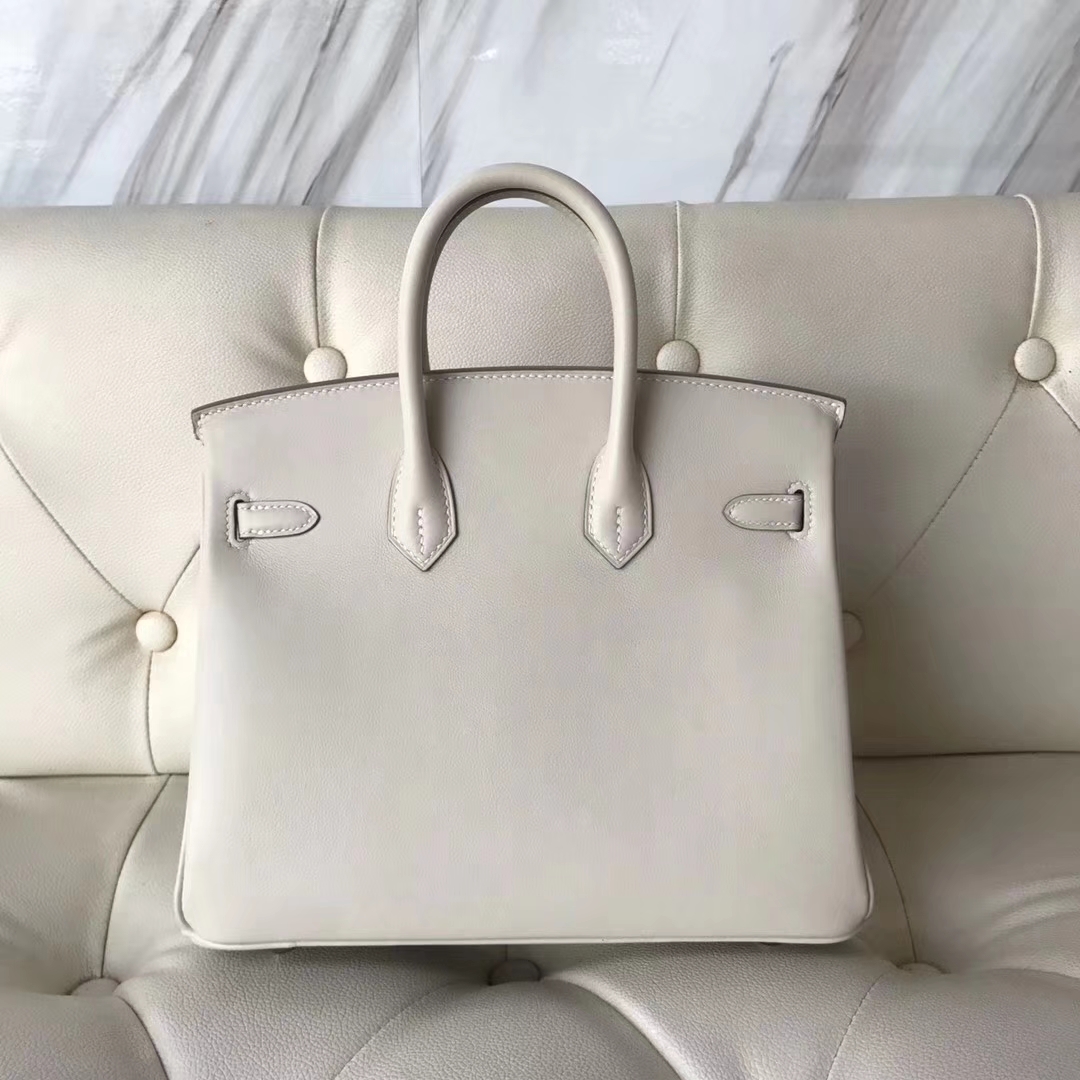 Discount Hermes Swift Calf Birkin25CM Bag in CK10 Craie Silver Hardware