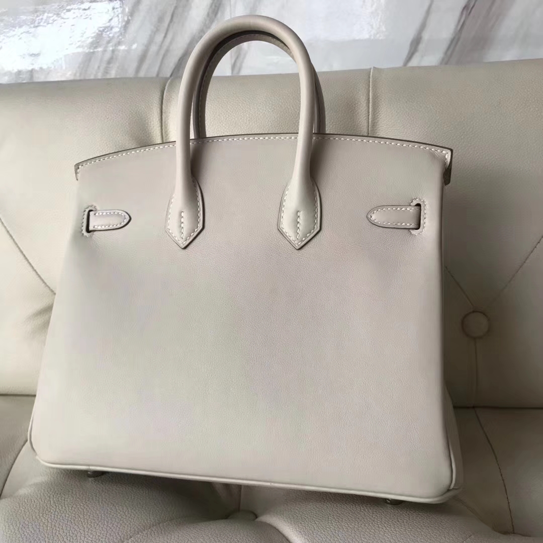 Discount Hermes Swift Calf Birkin25CM Bag in CK10 Craie Silver Hardware