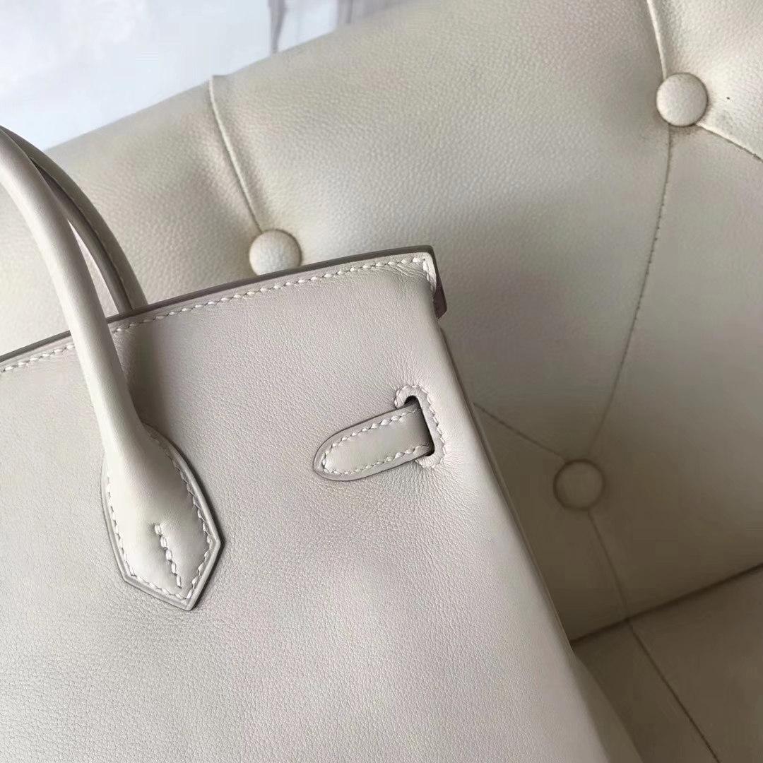 Discount Hermes Swift Calf Birkin25CM Bag in CK10 Craie Silver Hardware