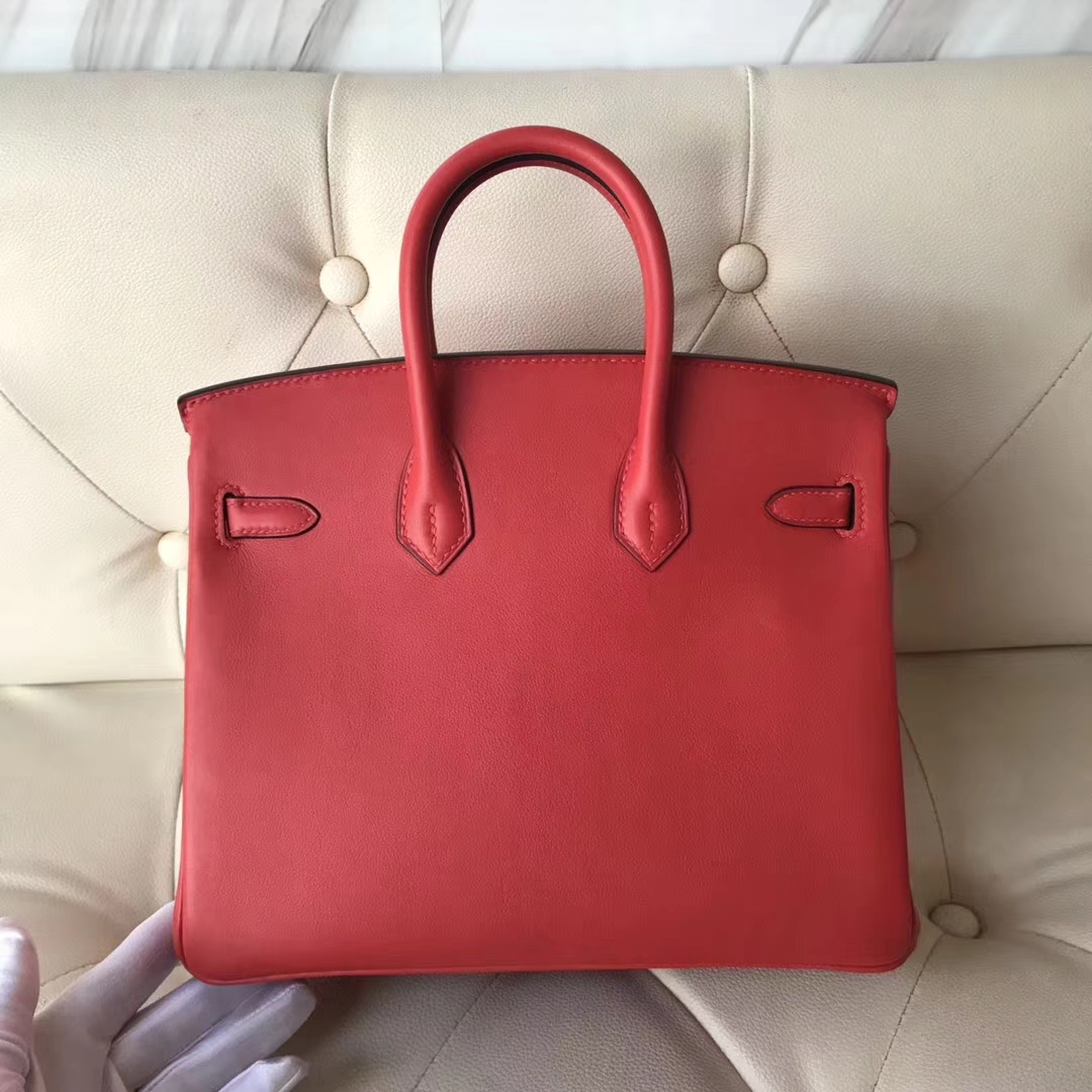 Pretty Hermes A5 Bougainvillier Red Swift Calf Birkin Bag25CM Gold Hardware