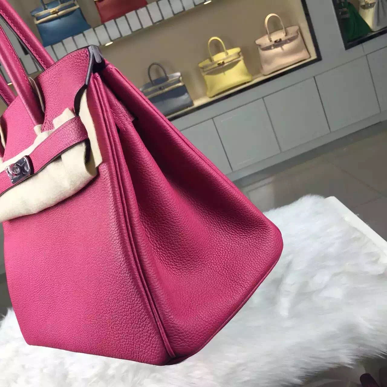 Custom-made Hermes Hot Pink Togo Leather Birkin30 Ladies&#8217; Tote Bag