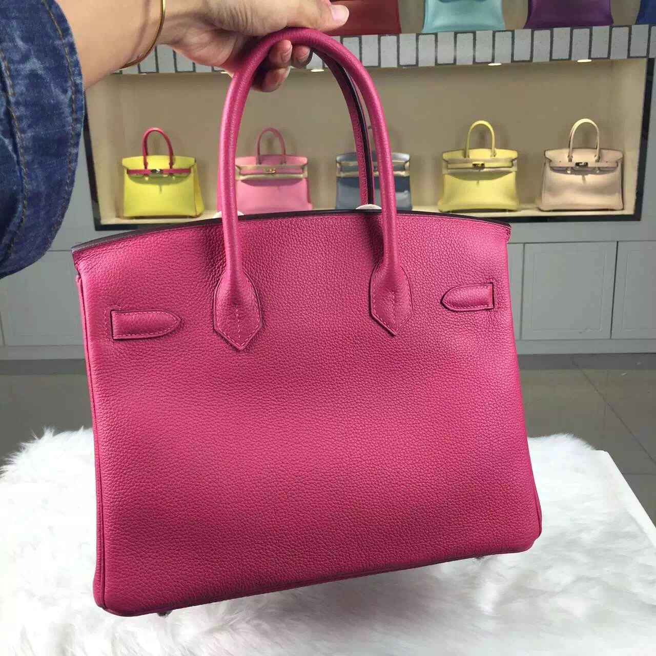 Custom-made Hermes Hot Pink Togo Leather Birkin30 Ladies&#8217; Tote Bag
