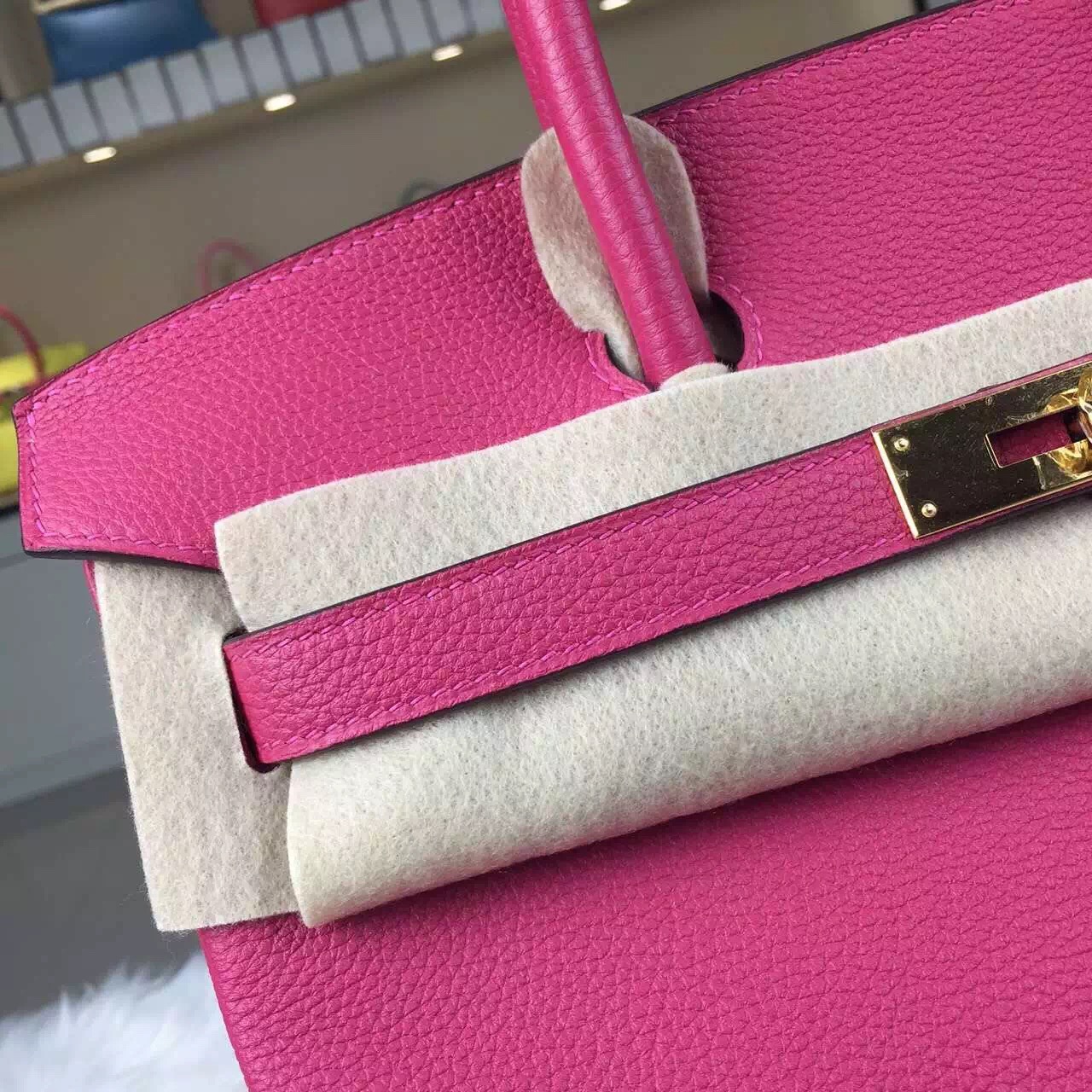 Custom-made Hermes Hot Pink Togo Leather Birkin30 Ladies&#8217; Tote Bag