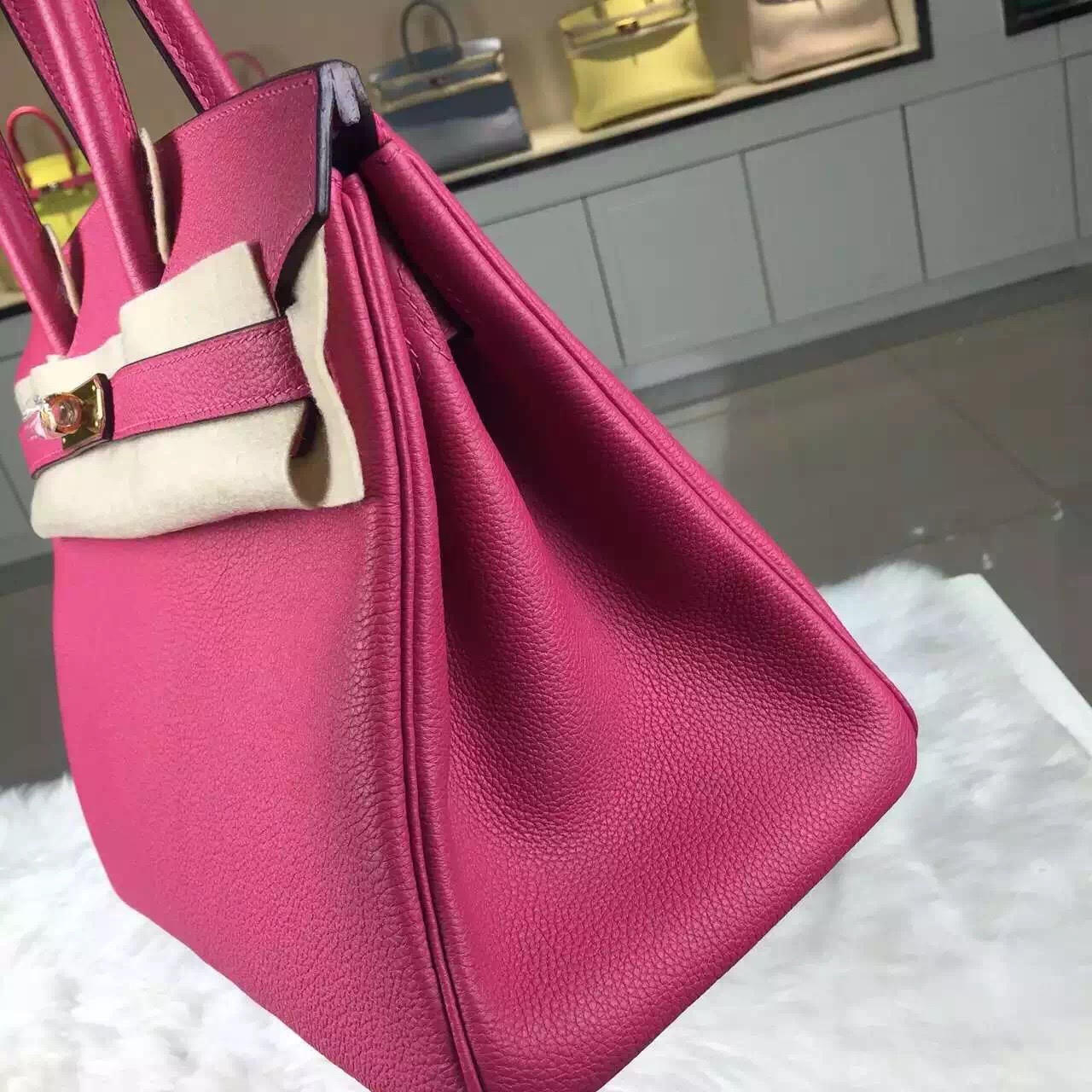 Custom-made Hermes Hot Pink Togo Leather Birkin30 Ladies&#8217; Tote Bag