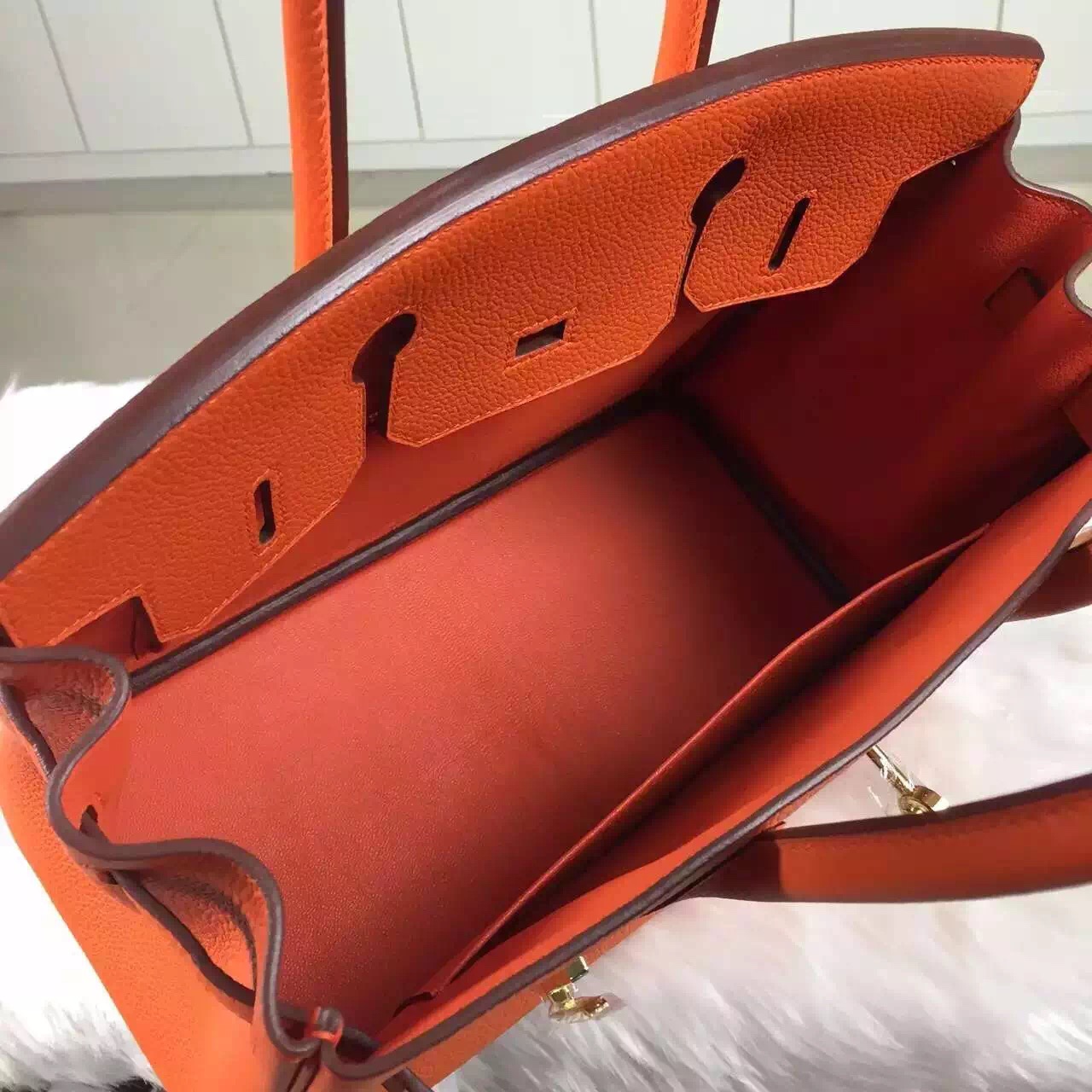 Fashion Hermes Birkin30 Orange Togo Calfskin Leather Women&#8217;s Bag