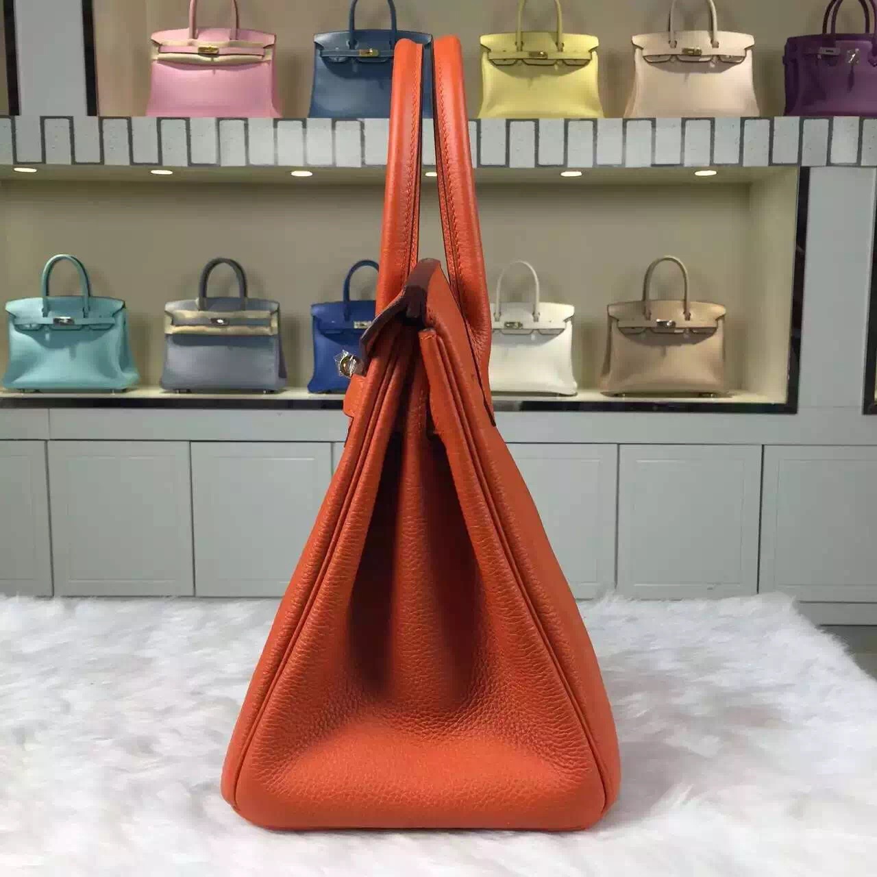 Fashion Hermes Birkin30 Orange Togo Calfskin Leather Women&#8217;s Bag