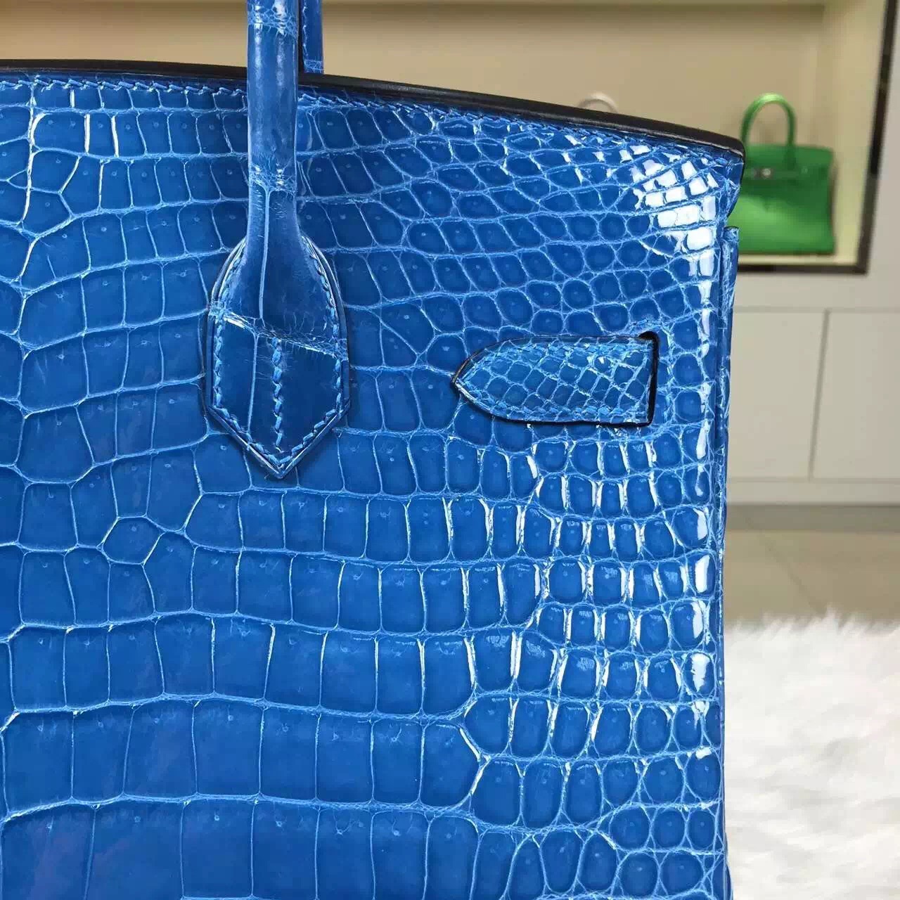 Discount Hermes 7Q Mykonos Blue Crocodile Leather Birkin30