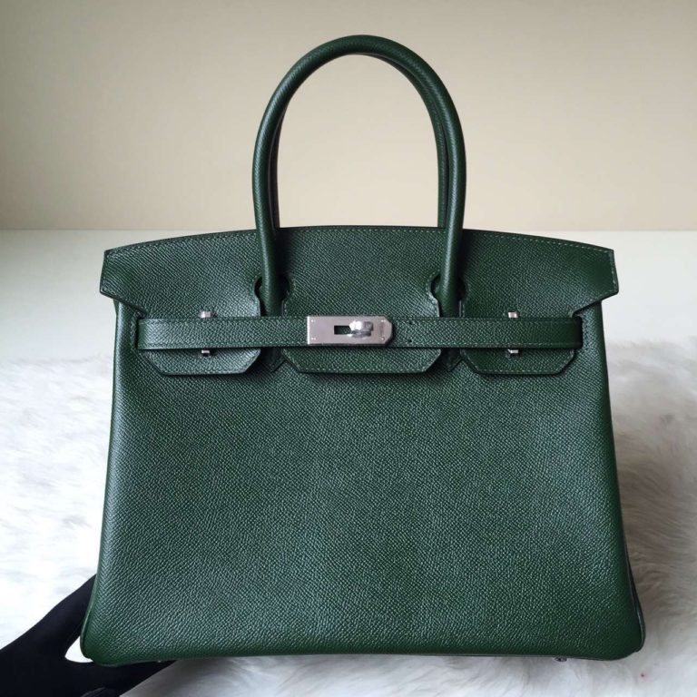 Hermes 2Q English Green Epsom Leather Birkin Bag 30cm