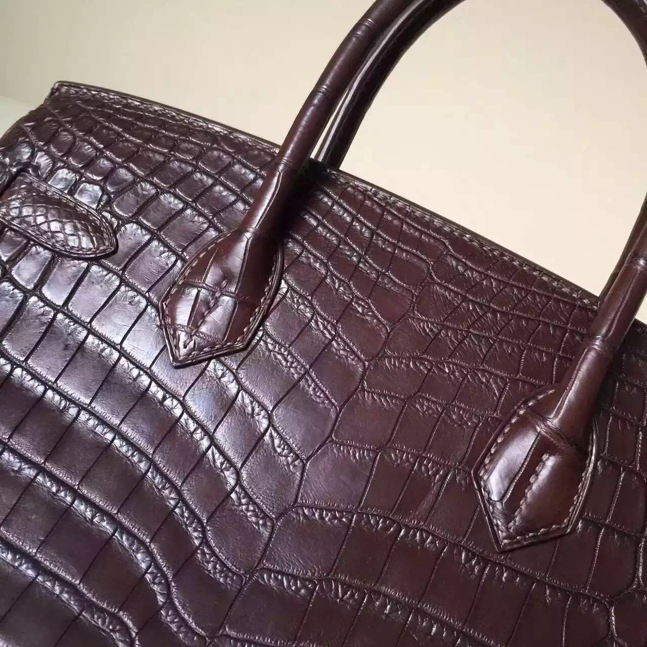 Sale Hermes Crocodile Leather matt Birkin Bag 30cm in Dark Coffee