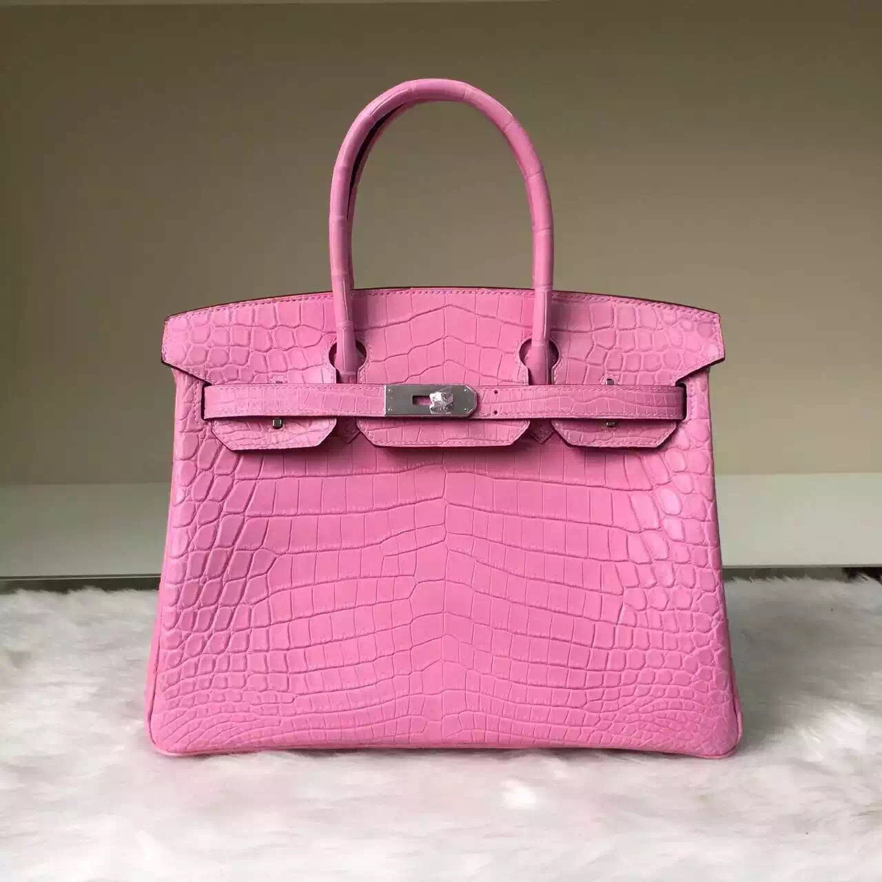Online Store Hermes Matt Crocodile Leather Birkin30 Bag in Sakura Pink