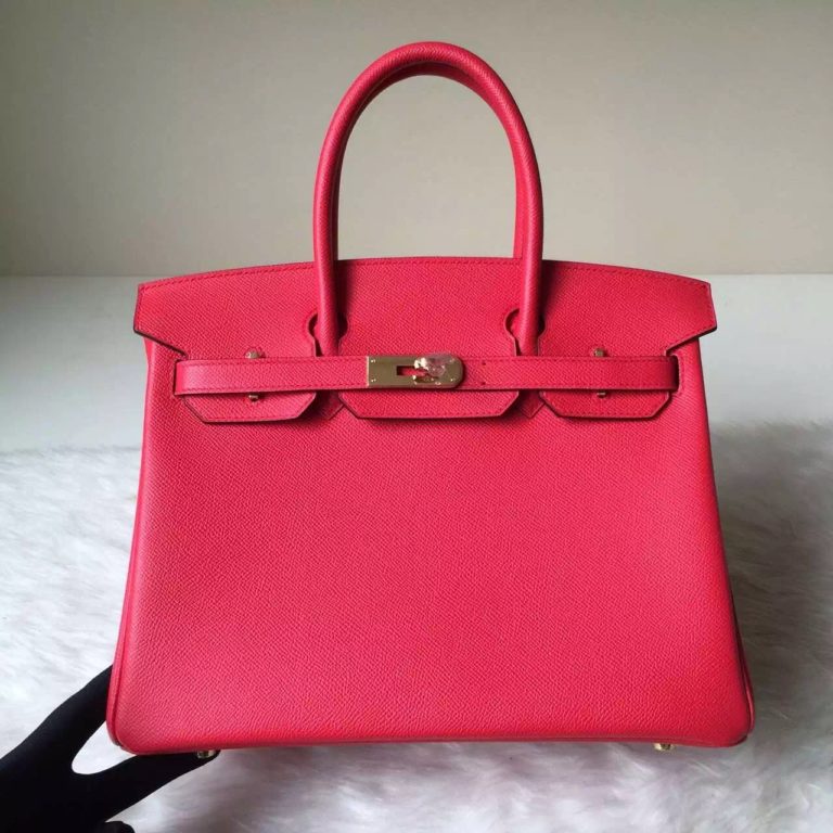Womens Handbag Hermes Azalea Red Epsom Leather Birkin  30cm