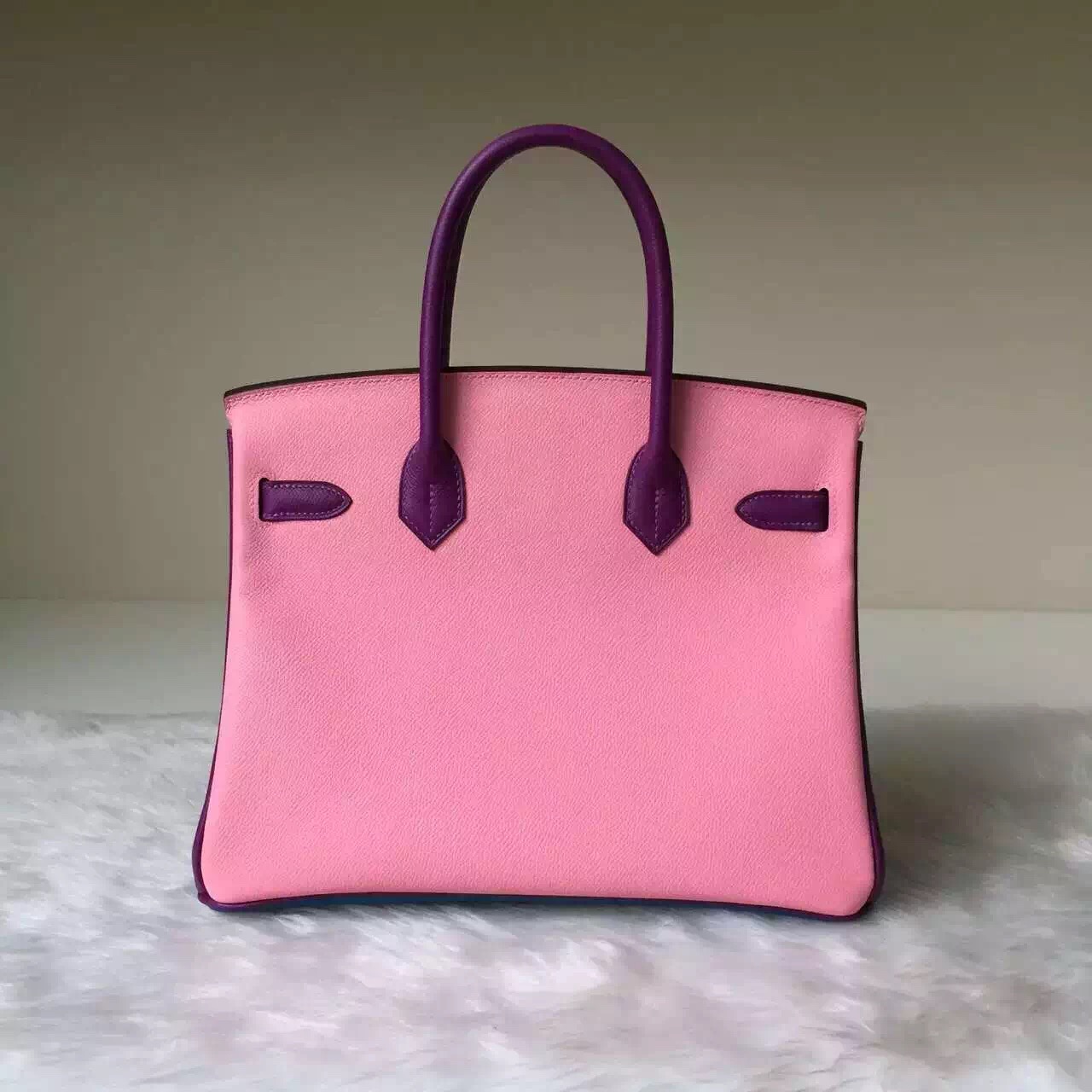 New Pretty Hermes Epsom Leather Color Blocking Birkin 30cm Women&#8217;s Handbag