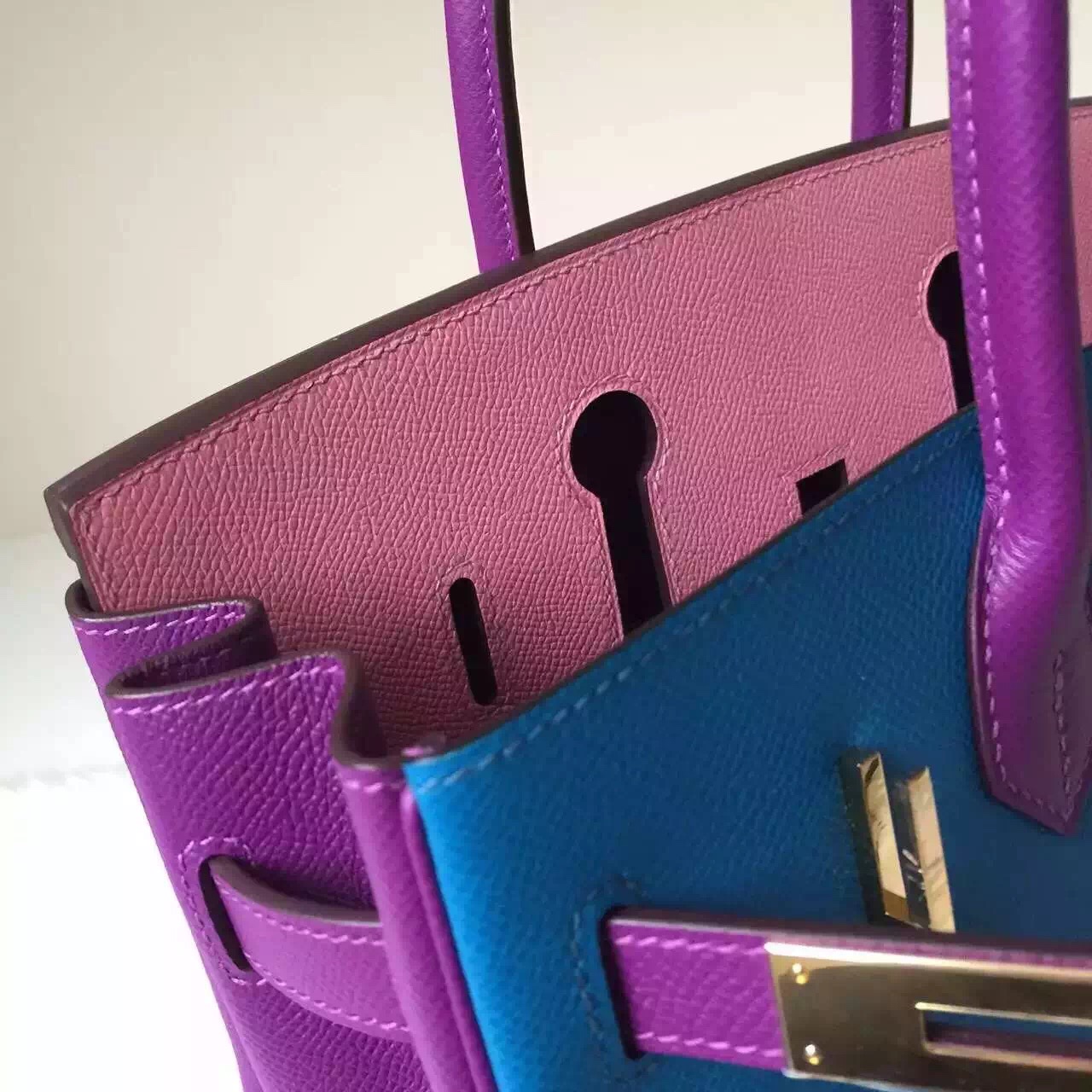 New Pretty Hermes Epsom Leather Color Blocking Birkin 30cm Women’s Handbag