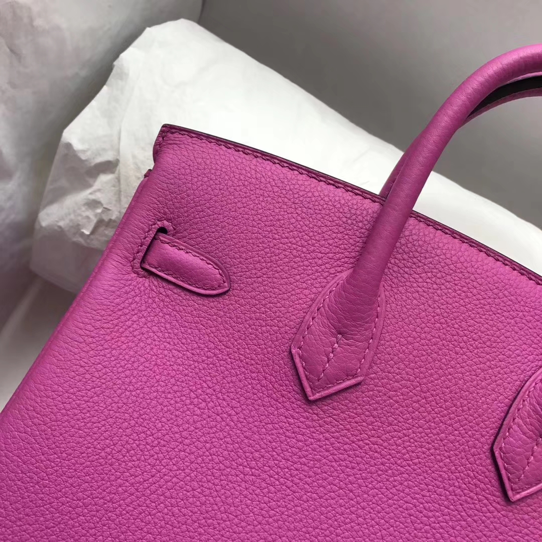 Fashion Hermes 9I Rose Magnolia Togo Calf Birkin25CM Bag Gold Hardware