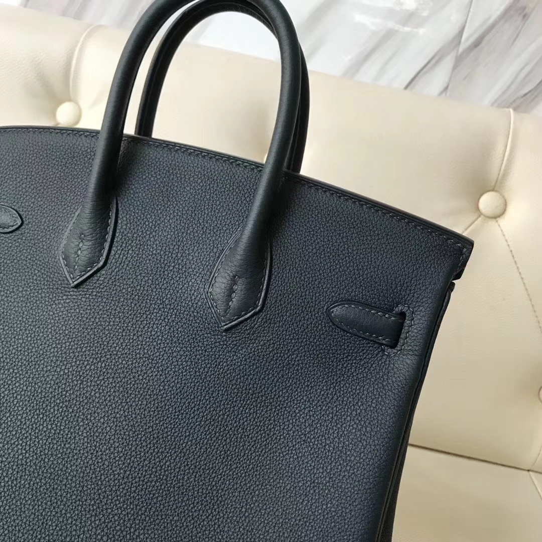 Noble Hermes Togo Calf Birkin25CM Bag Vert Cypress/Blue Glaze Silver Hardware