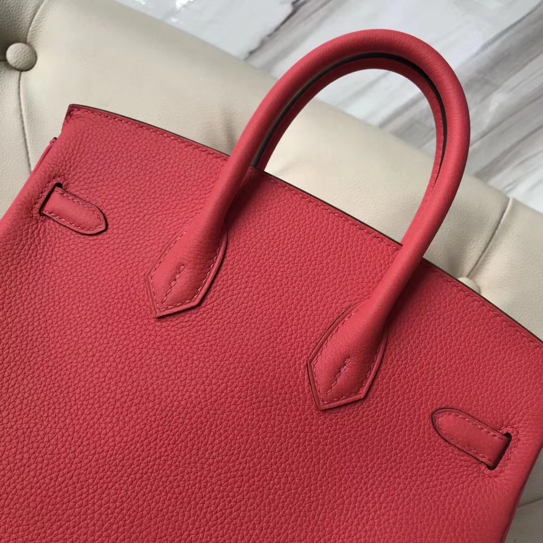Pretty Hermes Togo Calf Birkin Bag25CM in T5 Rose Peach Gold Hardware