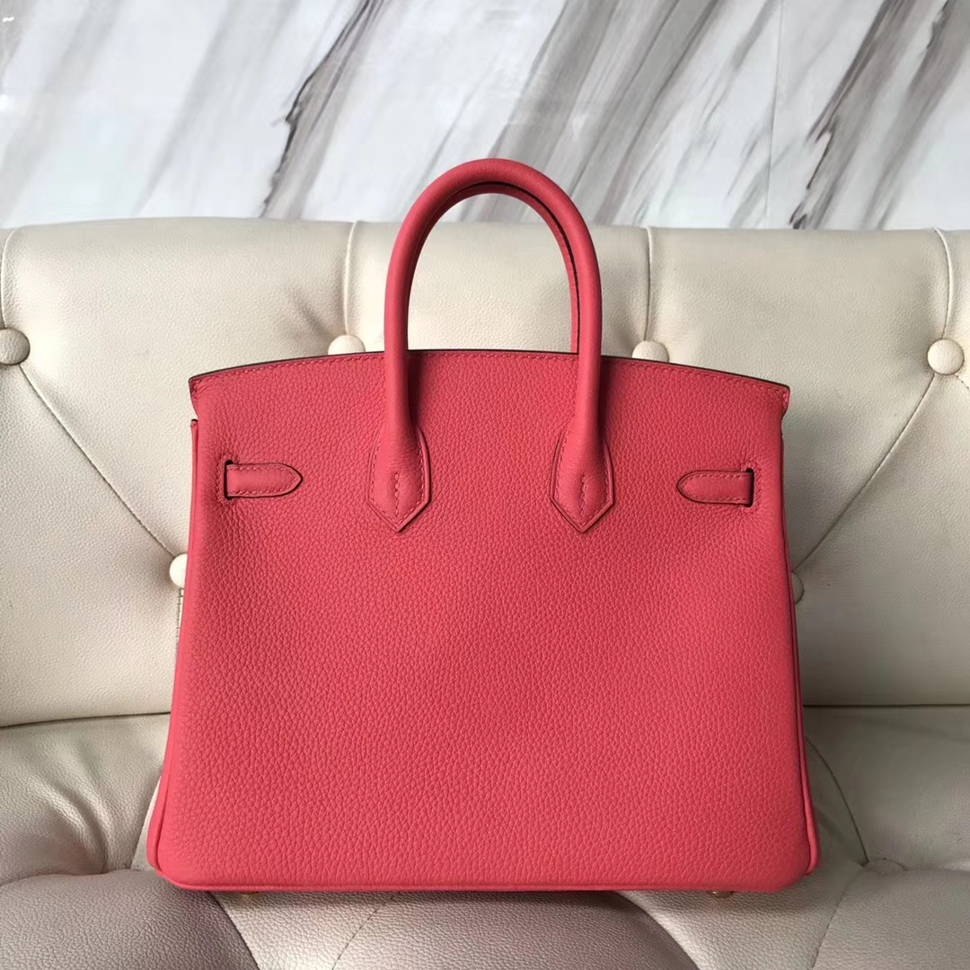 Pretty Hermes Togo Calf Birkin Bag25CM in T5 Rose Peach Gold Hardware