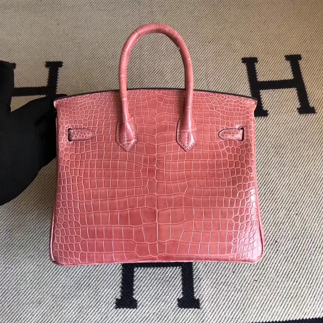 Discount Hermes Shiny Crocodile Birkin25CM Handbag in I5 Rose Flamingo