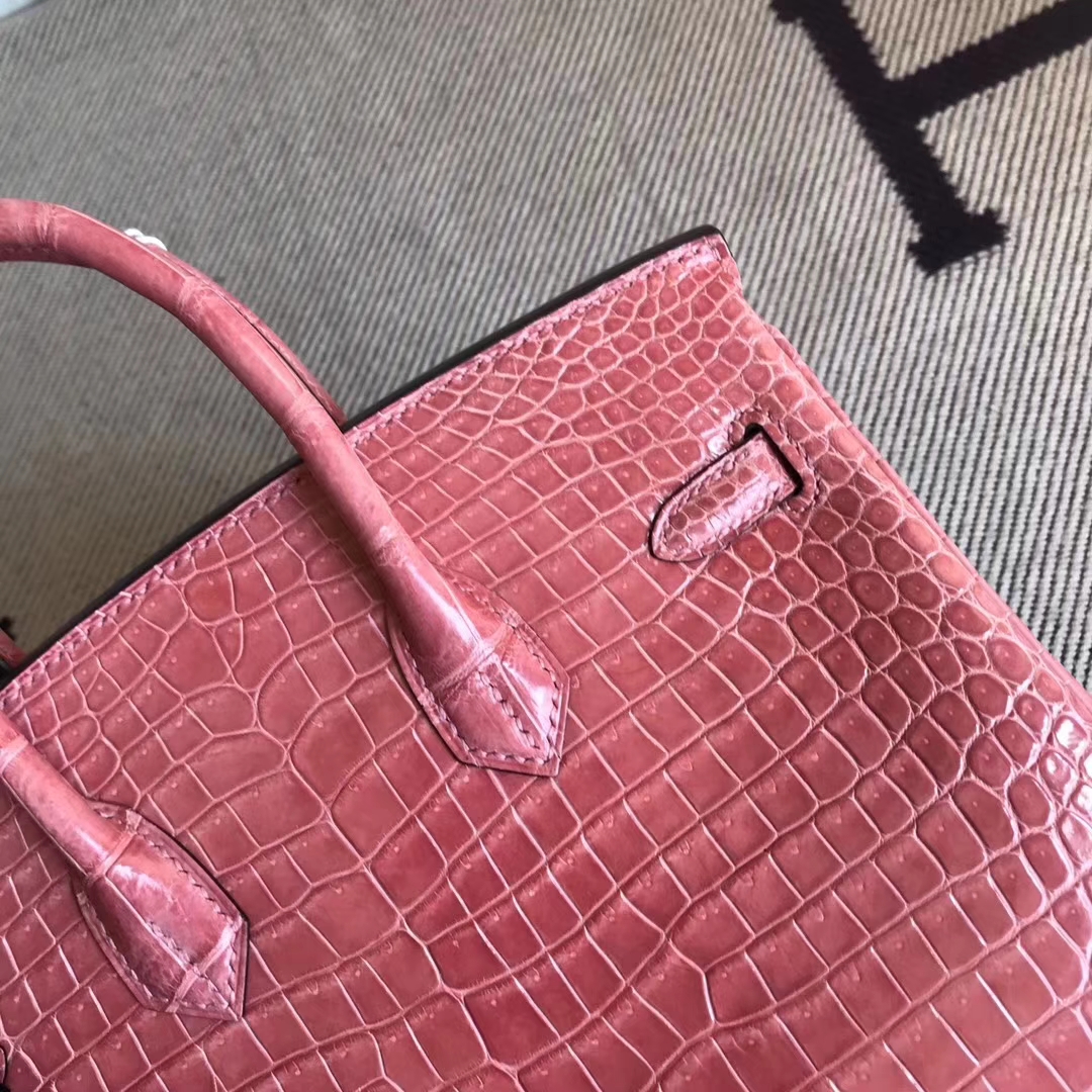 Discount Hermes Shiny Crocodile Birkin25CM Handbag in I5 Rose Flamingo