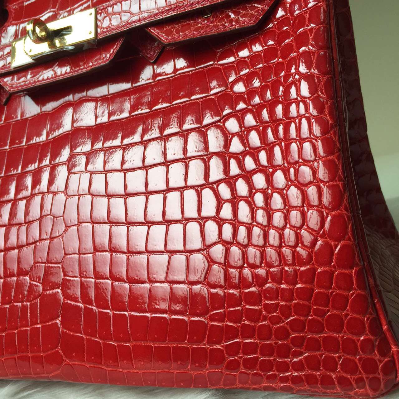 Discount Hermes Bag CK95 Ferrari Red Crocodile Shiny Leather Birkin 30cm