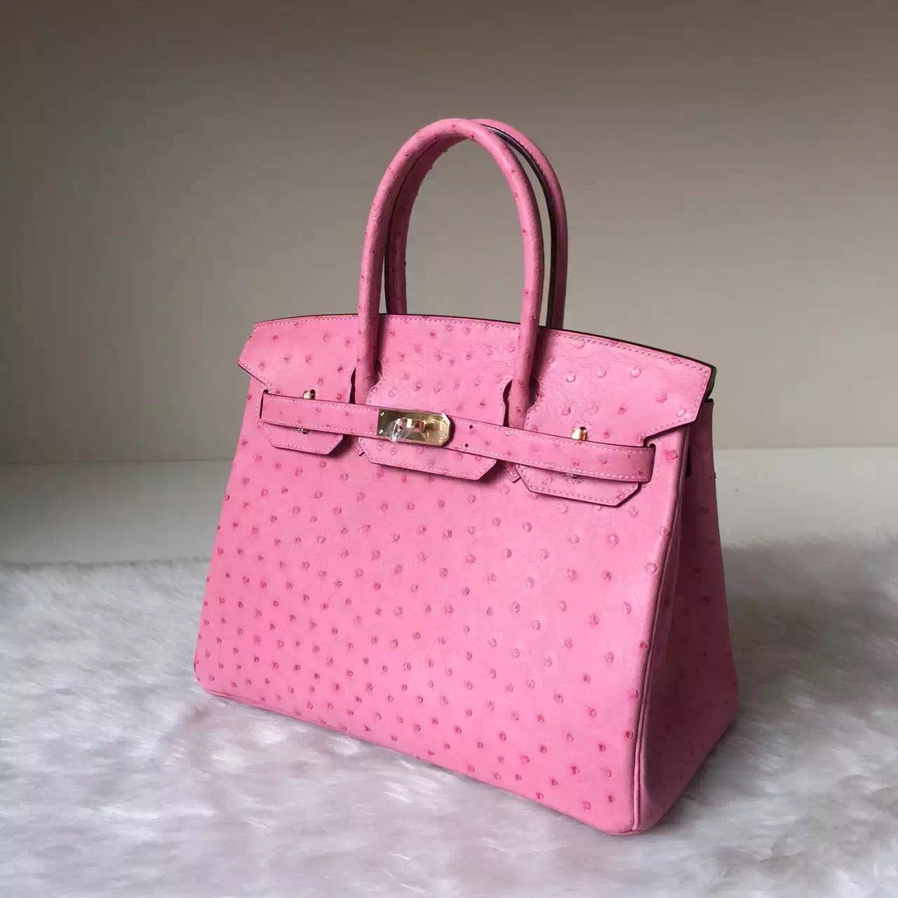 Online Store Hermes Ostrich Leather Birkin Bag 30cm in Peach Pink
