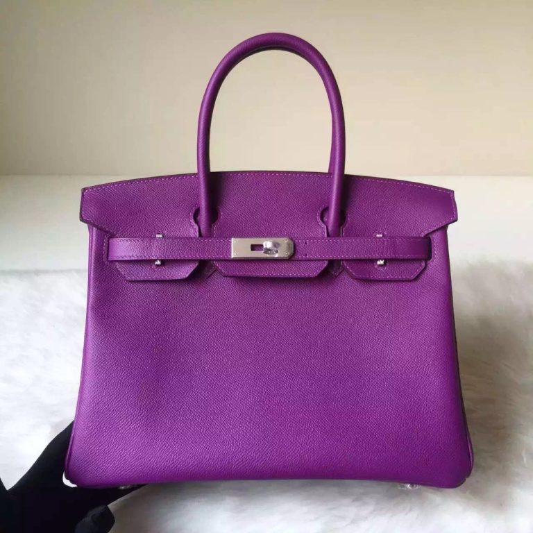 Hermes Epsom Leather Birkin Bag  30cm in P9 Anemone Purple