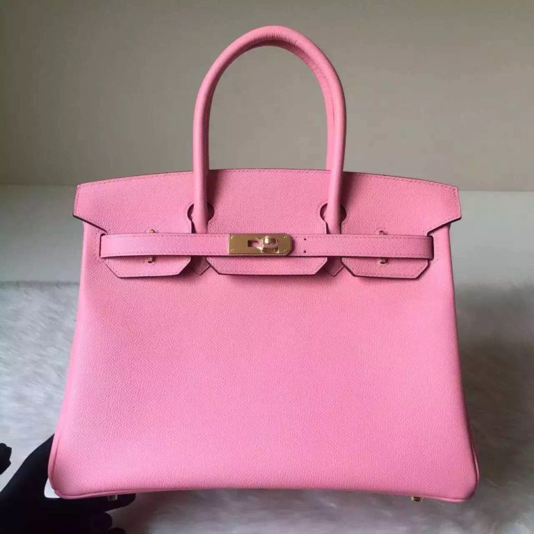 Hand Stitching Hermes 1Q Rose Confetti Epsom Leather Birkin Bag  30CM