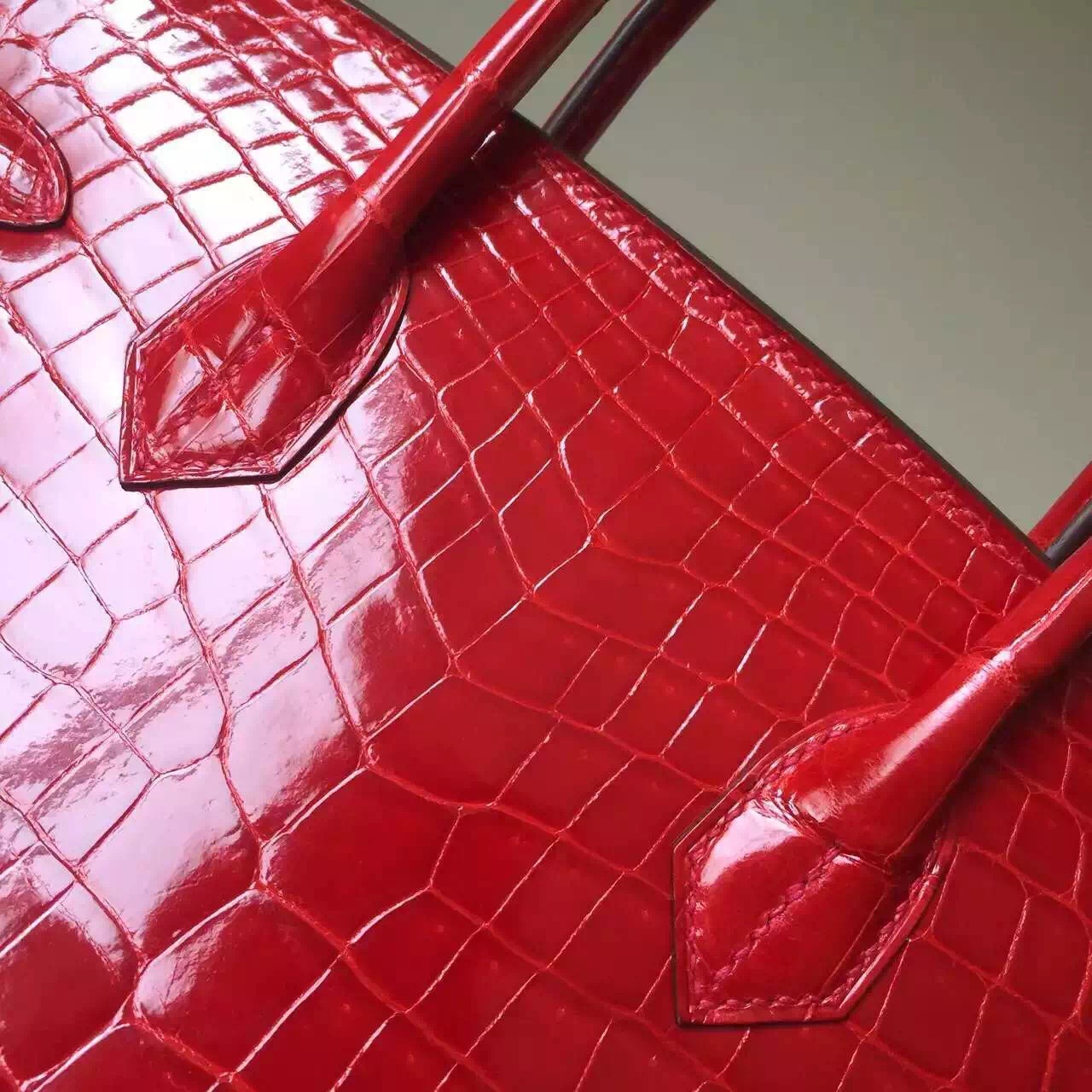 Hermes Crocodile Shiny Leather Birkin30cm in CK95 Ferrari Red