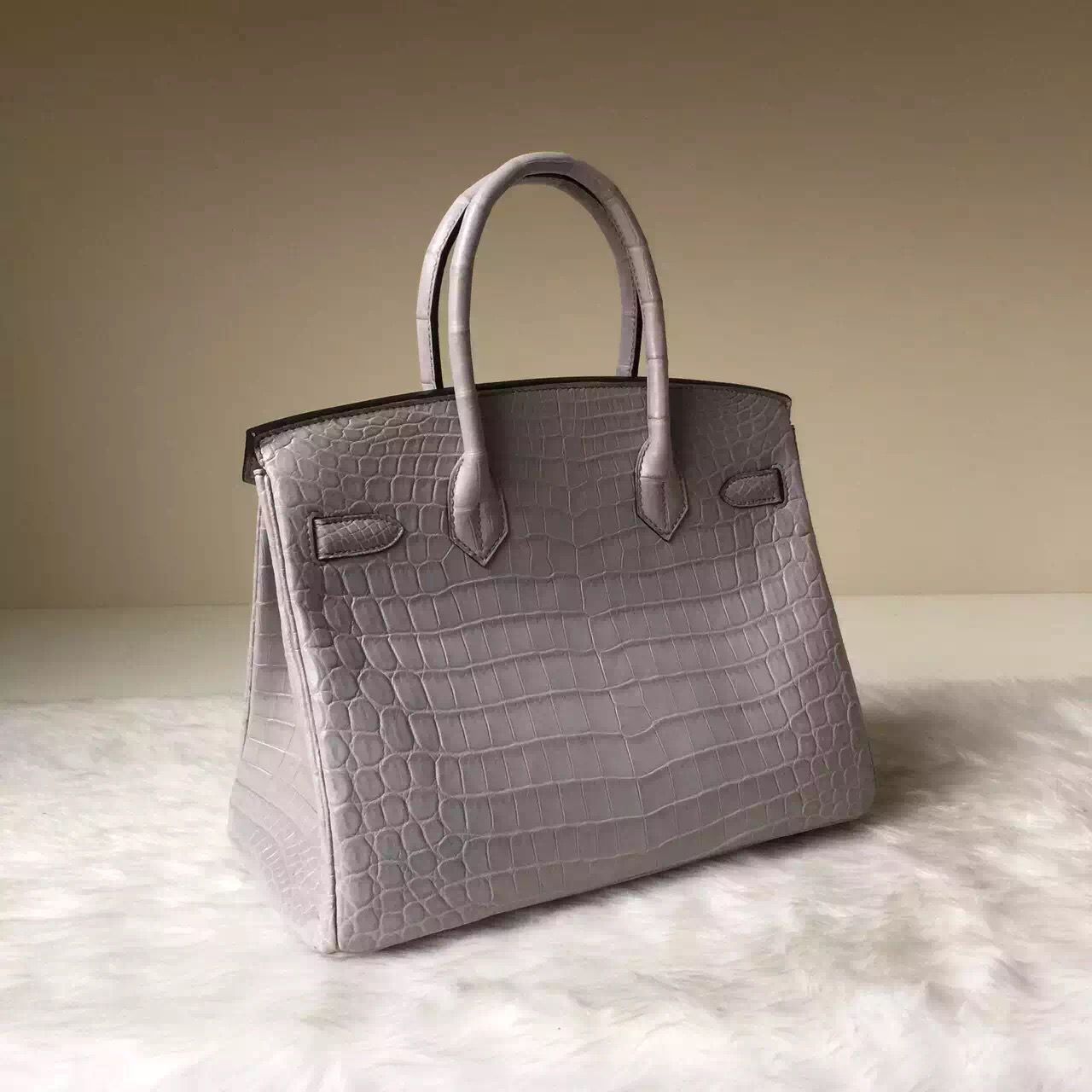 Discount Hermes Galaxy Grey Crocodile Matt Leather Birkin Bag 30cm