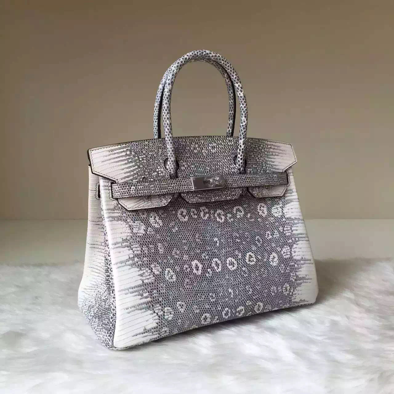 Noble Women’s Bag Hermes Nature Color Lizard Leather Birkin30CM