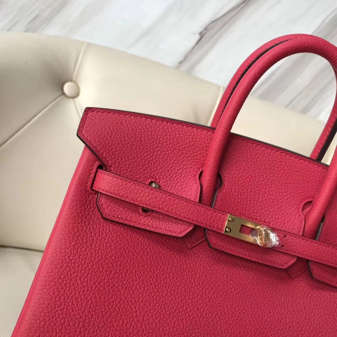 Wholesale Hermes I6 Rose Extreme Togo Calf Birkin Bag25CM Gold Hardware