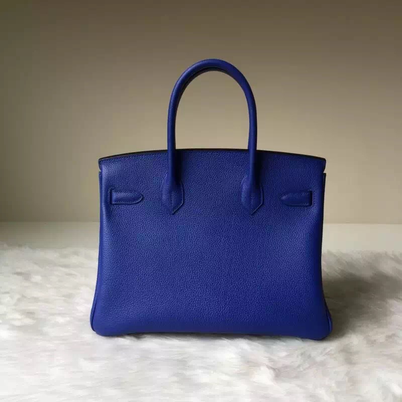 Online Store Hermes Birkin30 Bag 7T Blue Electric Togo Calfskin Leather