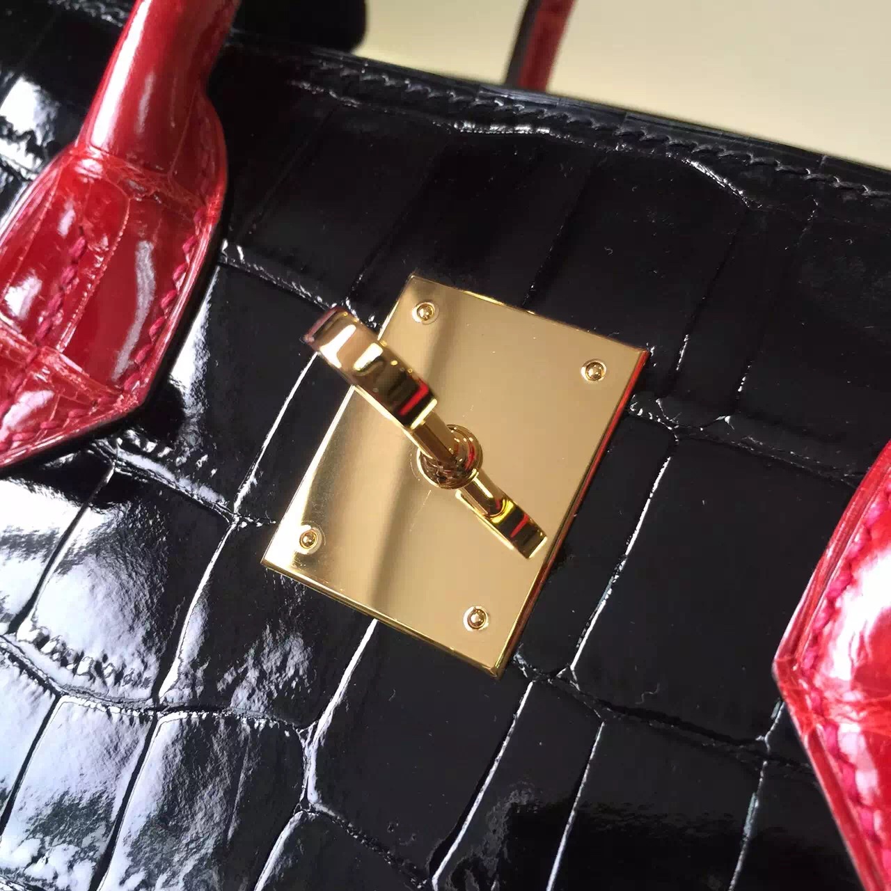 Noble Women&#8217;s Bag Hermes CK89 Black/CK95 Braise Crocodile Leather Birkin30cm