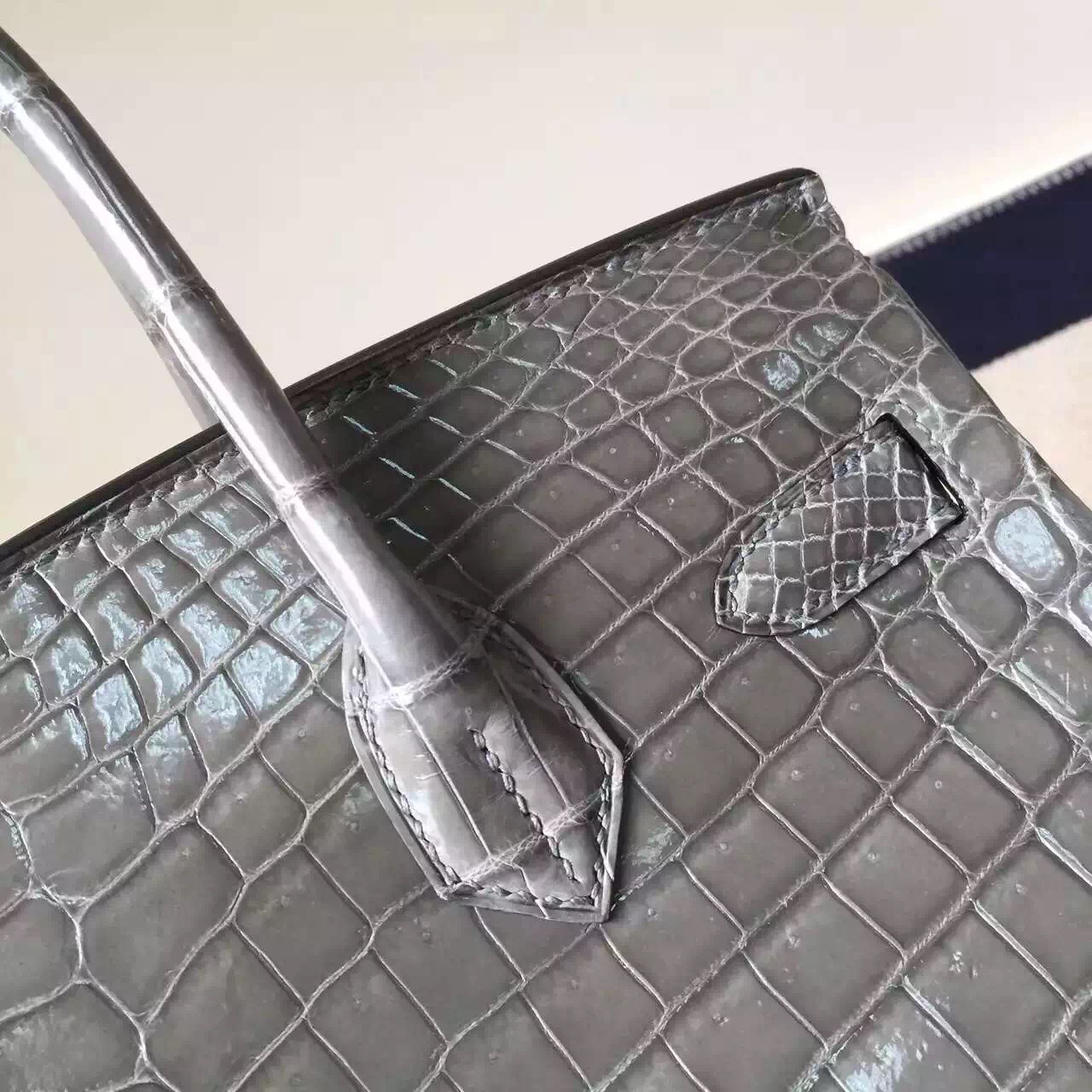 Discount Hermes Gris Tourterelle Shiny Crocodile Leather Birkin30cm
