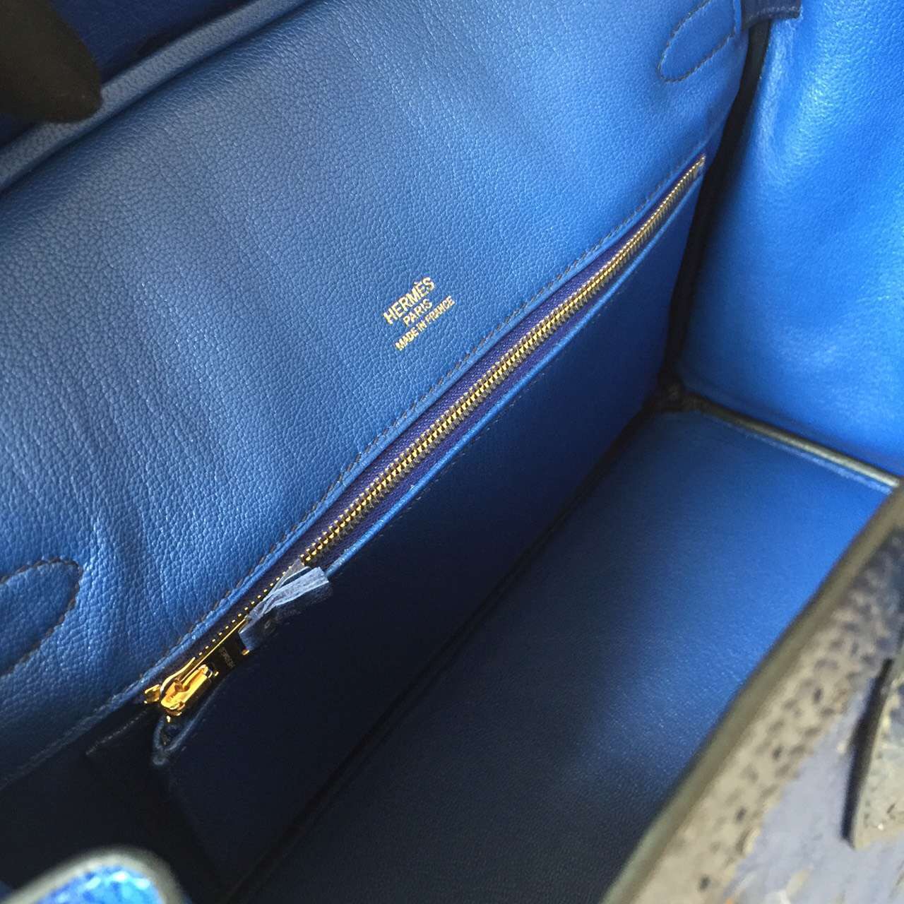New Hermes Ghillies Birkin Bag 30cm 7T Blue Electric/73 Dark Blue Ostrich Leather
