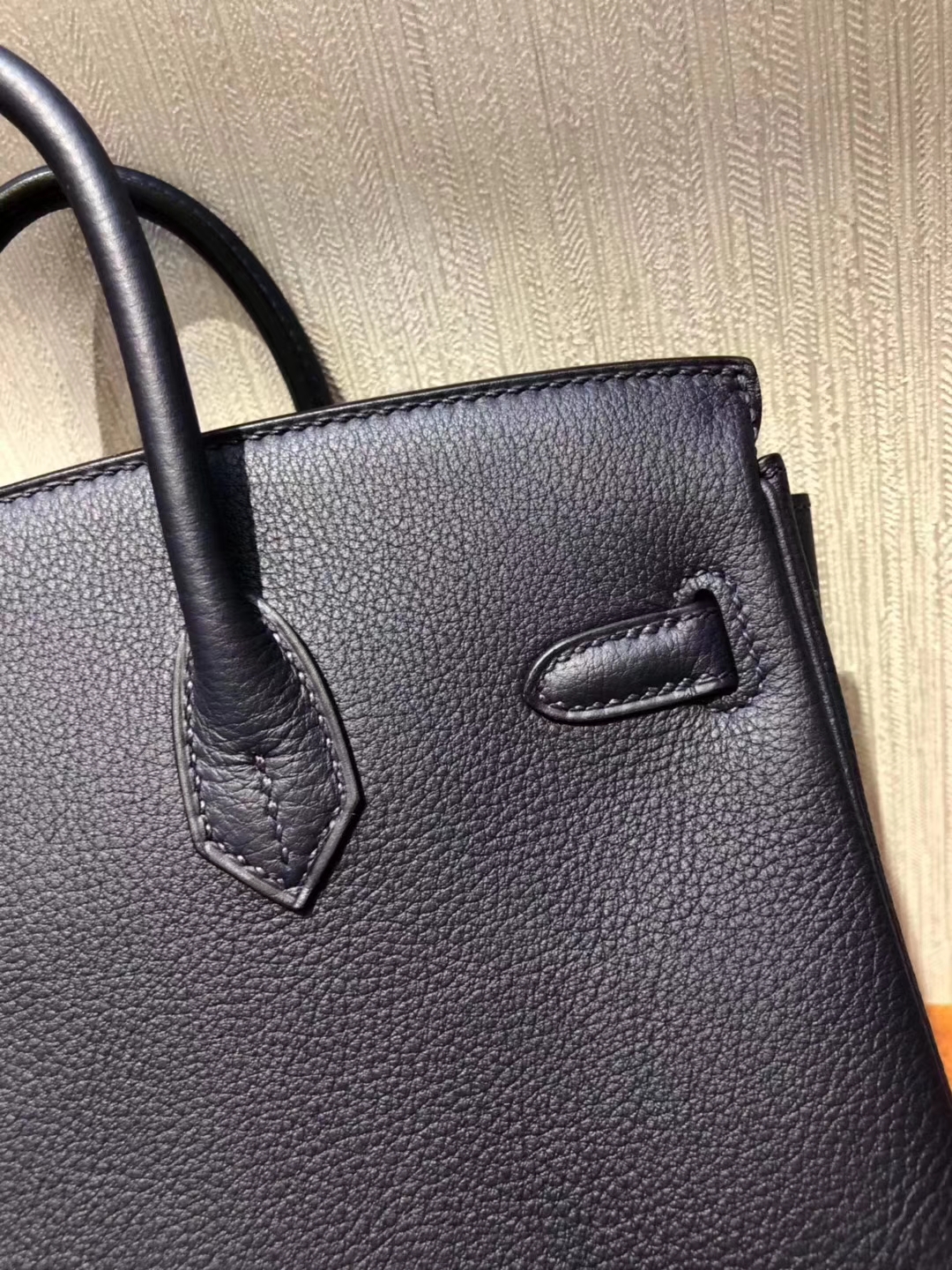 Fashion Hermes 2Z Midnight Blue Togo Calf Birkin25CM Handbag Gold/Silver Hardware