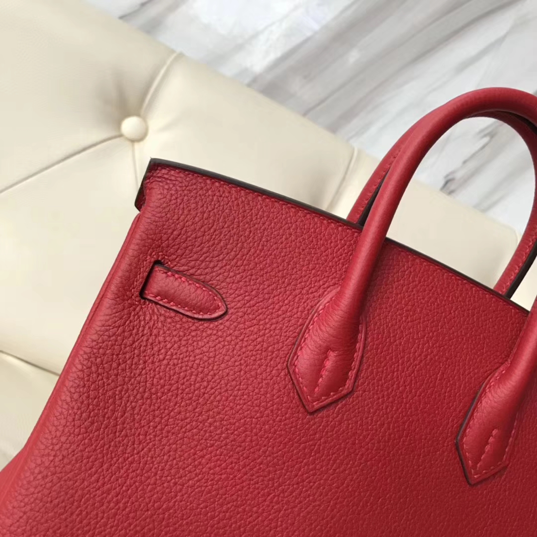 Pretty Hermes Q5 Rouge Casaque Togo Calf Birkin25CM Bag Gold Hardware