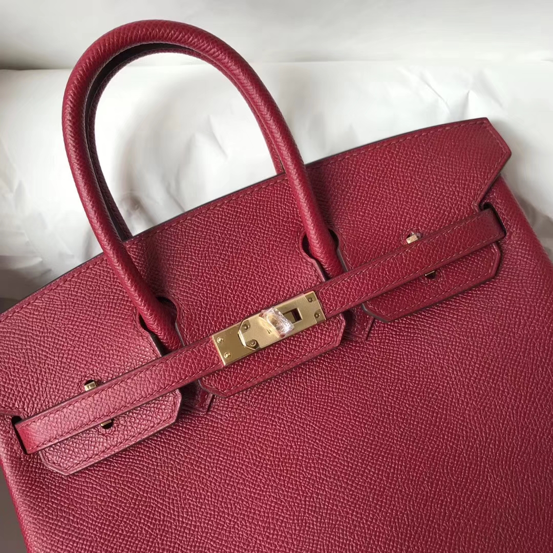 Pretty Hermes K1 Rouge Grenade Epsom Calf Birkin Bag25CM Gold/Silver Hardware
