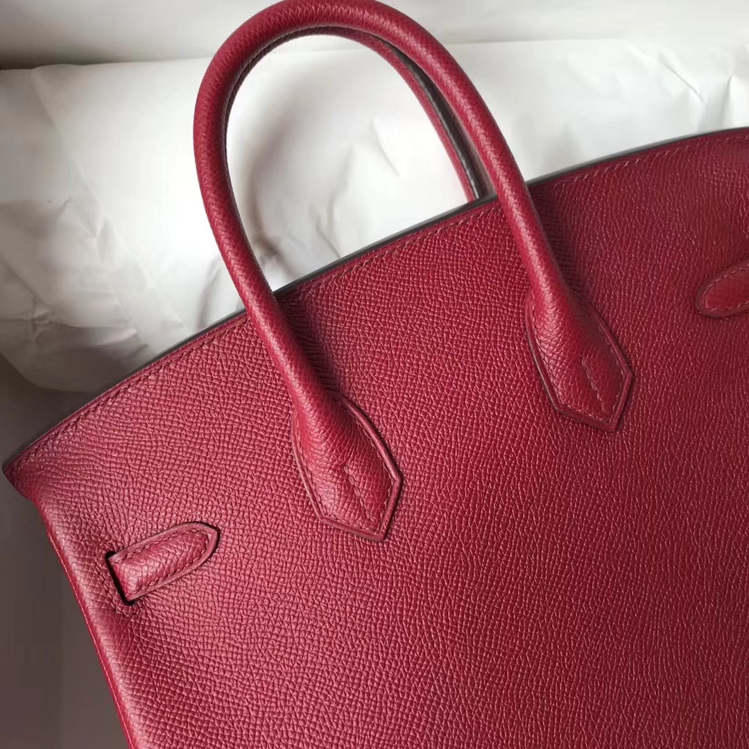 Pretty Hermes K1 Rouge Grenade Epsom Calf Birkin Bag25CM Gold/Silver Hardware