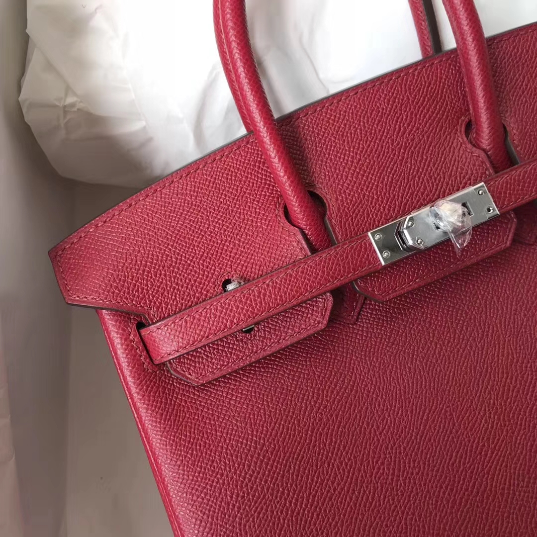 Pretty Hermes K1 Rouge Grenade Epsom Calf Birkin Bag25CM Gold/Silver Hardware