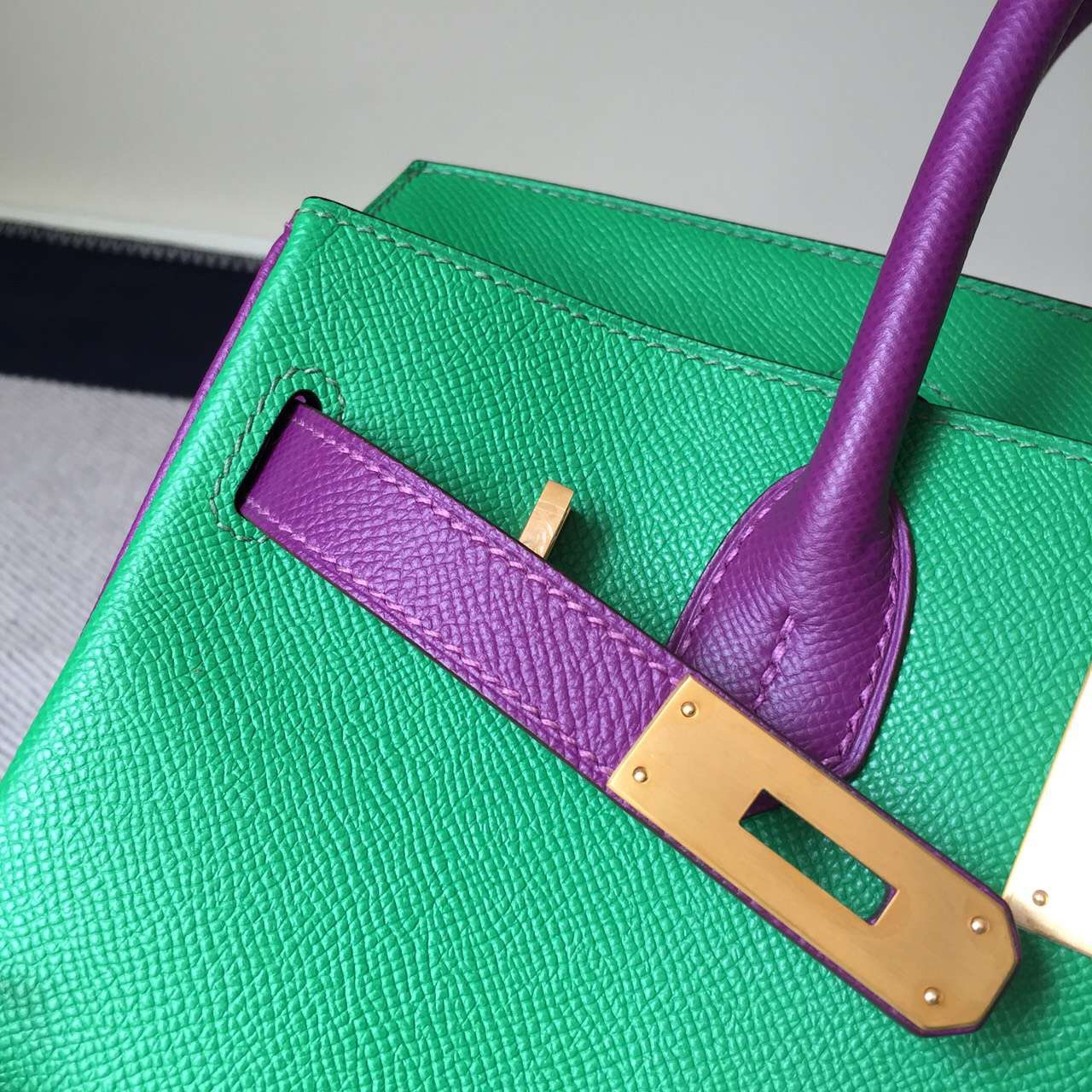 New Pretty Hermes Color Blocking Epsom Calfskin Leather Birkin Bag 30cm