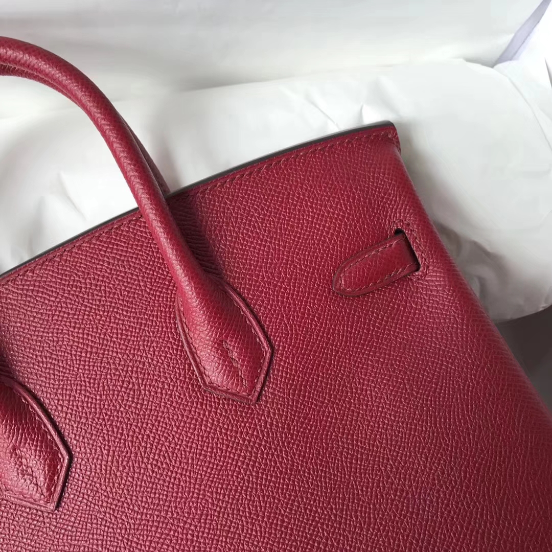 Pretty Hermes K1 Rouge Grenade Epsom Calf Birkin Bag25CM Gold/Silver Hardware