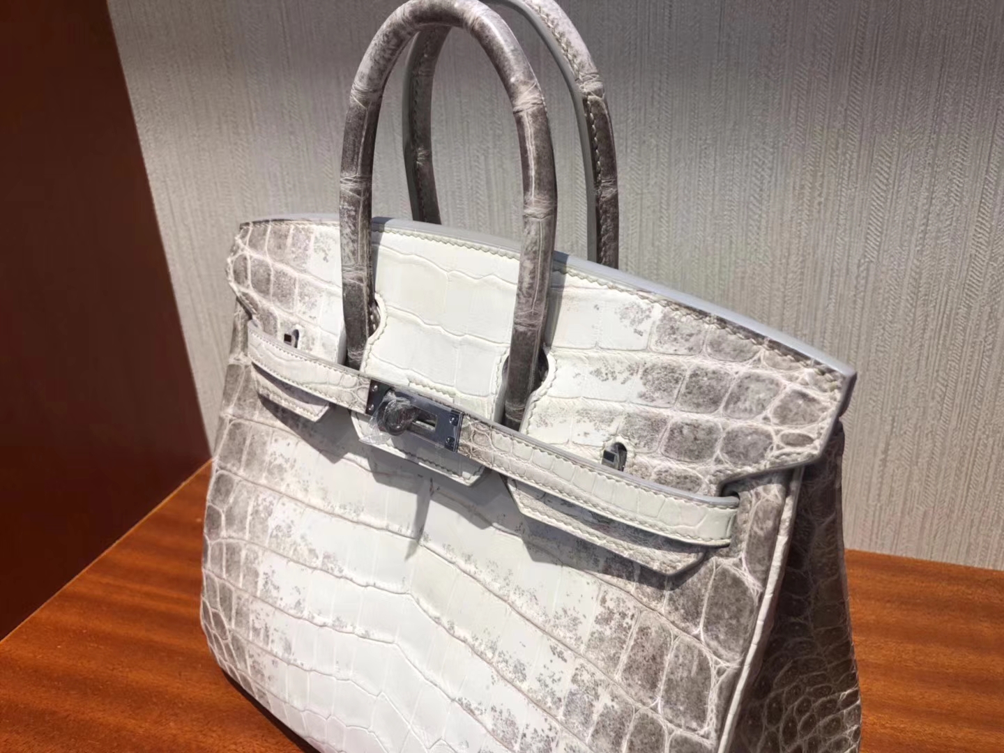 Elegant Hermes Himalaya Crocodile Leather Birkin25CM Bag Silver Hardware
